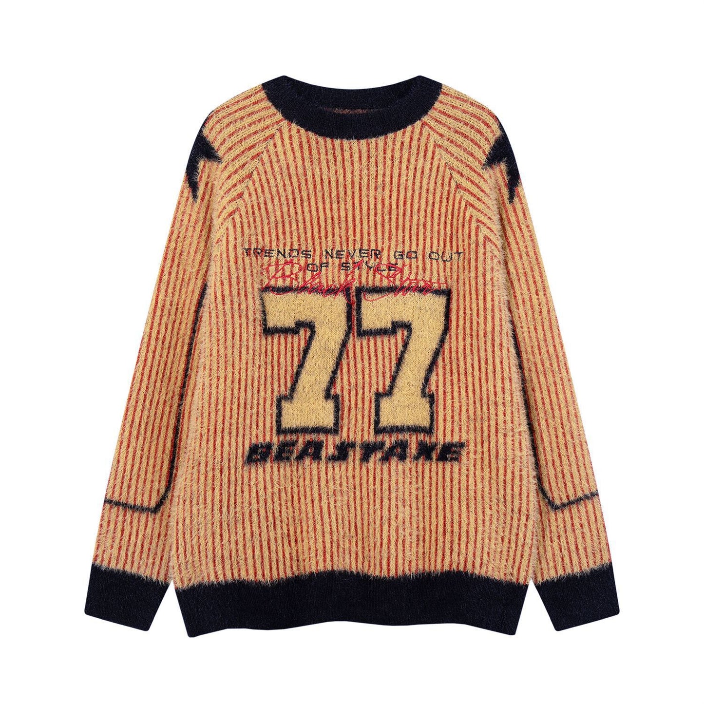 Fashion Brand Contrast Color Alphabet Embroidery Round Neck Sweater Men And Women