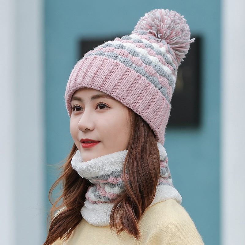 Women's Fashion Warm Scarf Hat Two-Piece Set