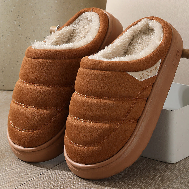 Fashion Solid Plüsch Slipper Winter Warm Indoor Boden Schlafzimmer Home Hausschuhe für Paar Dicken Sohlen Hausschuhe Frauen Männer