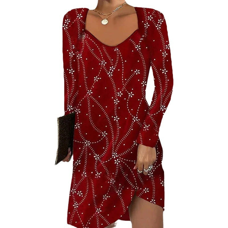 Women's Clothing Chanel Style Long Sleeve Printed Slim Temperament Dress