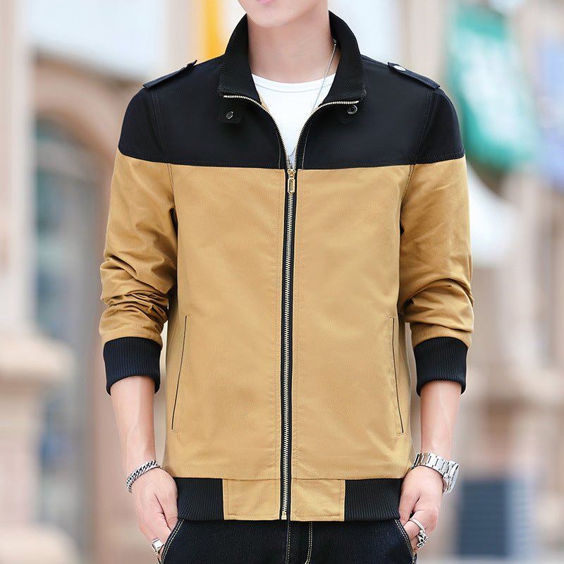 Men's Color Stitching Stand-collar Jacket