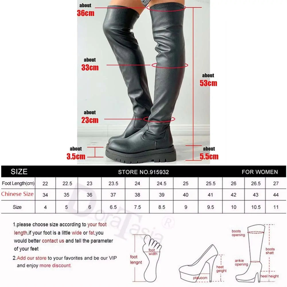 Overknee-Stiefel mit Plateausohle für Damen