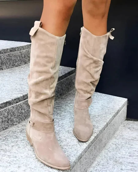 Hohe Stiefel aus Wildleder für Damen mit Reißverschluss