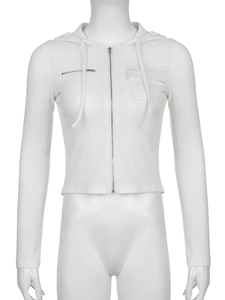 White Zip-Up Hooded Jacket