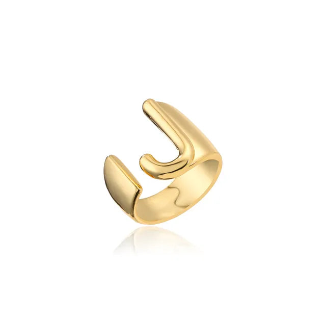 Adjustable Gold Alphabet Ring For Women