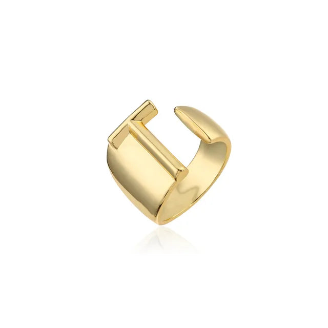 Adjustable Gold Alphabet Ring For Women