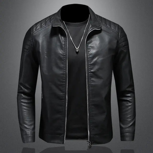 Men's Motorcycle Slim Streetwear PU Leather Jacket