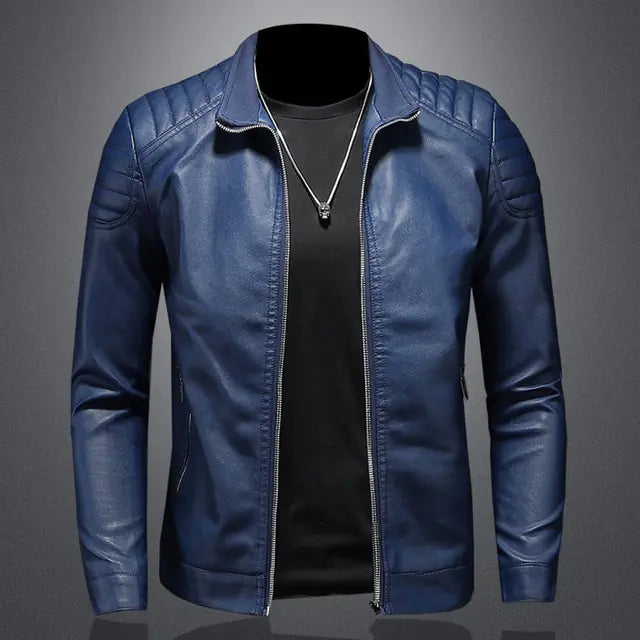 Men's Motorcycle Slim Streetwear PU Leather Jacket