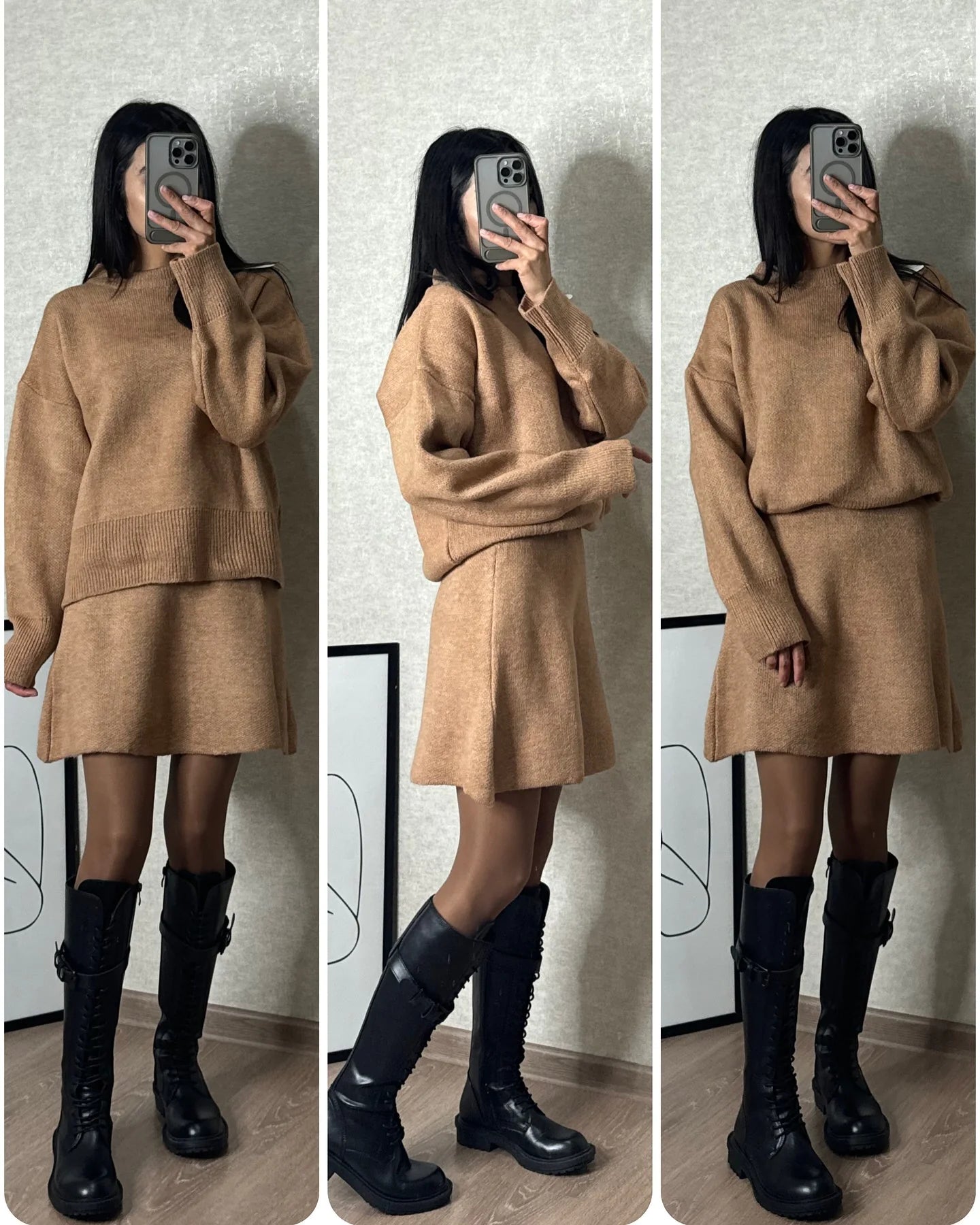 2-Piece Knitted Sweater & Skirt Set