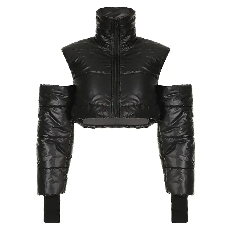 Cutout Cropped Puffer Jacket